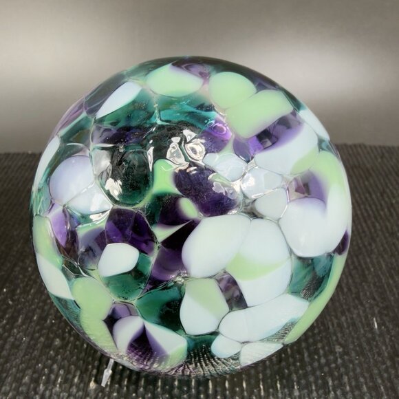 Hand Blown Studio Art Glass Orb Ornament Friendship Ball Witch Ball Multicolored - Picture 8 of 12